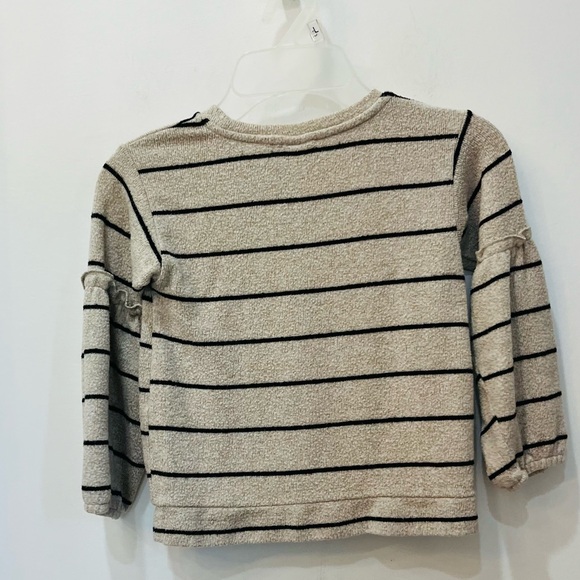 Zara girls cream black stripe ruffle sweater size 4-5 - Picture 2 of 5